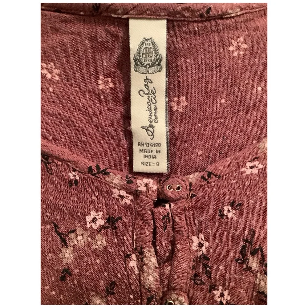 American Rag Mauve Floral Button-Up Blouse - Picture 3 of 5